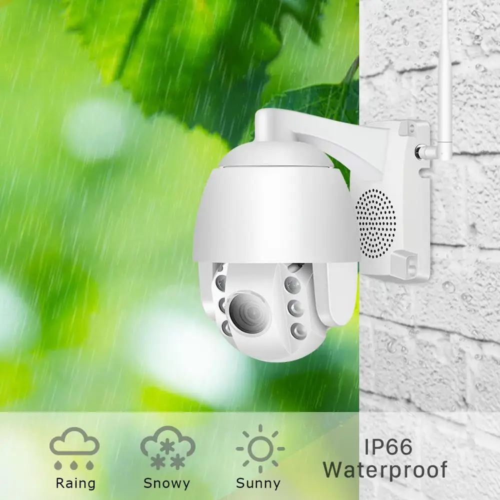 

1080P Mini PTZ Speed Dome WIFI IP Camera waterproof Outdoor 2.0MP 5X Zoom / 4mm Fixed Lens Wireless Camera IR 60m Two Way Audio