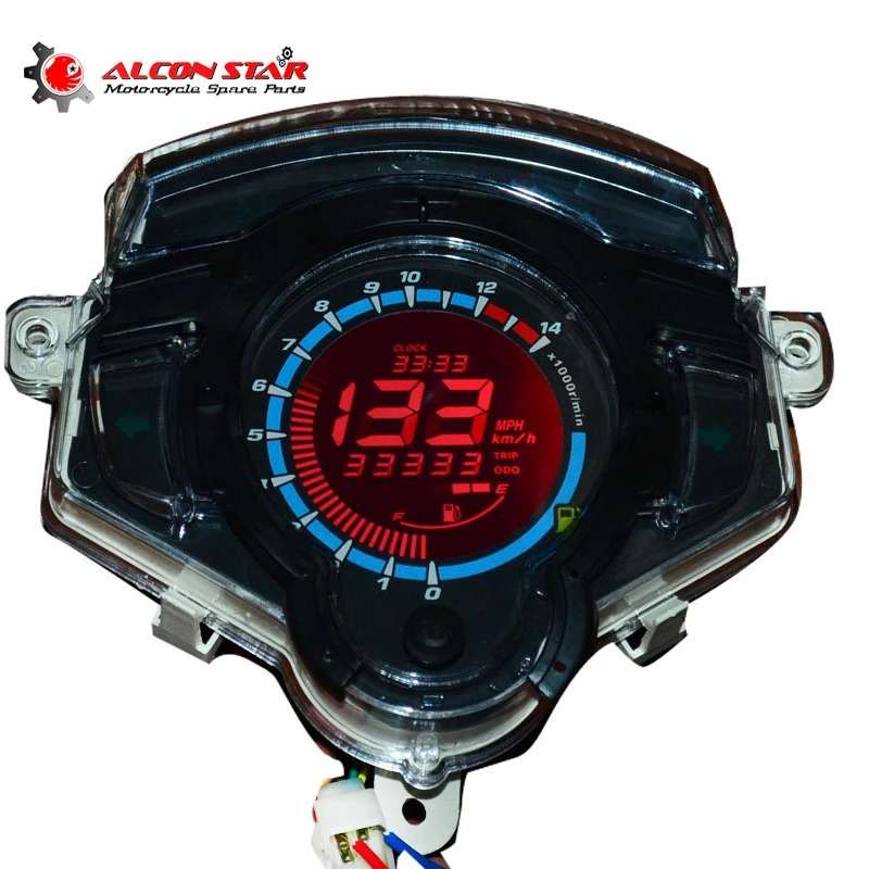 Alconstar 7 Color Motorcycle Instrument Lcd Digital Gauge Speedometer Tachometer Odometer Display For Yamaha Lc135 Instruments Aliexpress