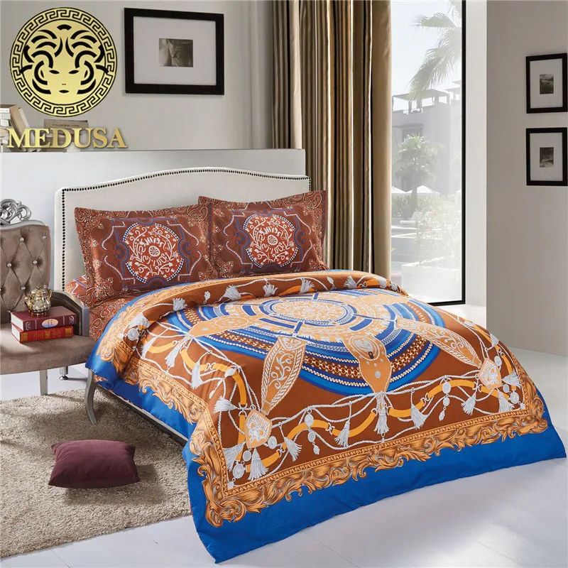 

bohemian mandala clock bedding set duvet cover bed sheet pillow cases queen size 4pcs bed linen set