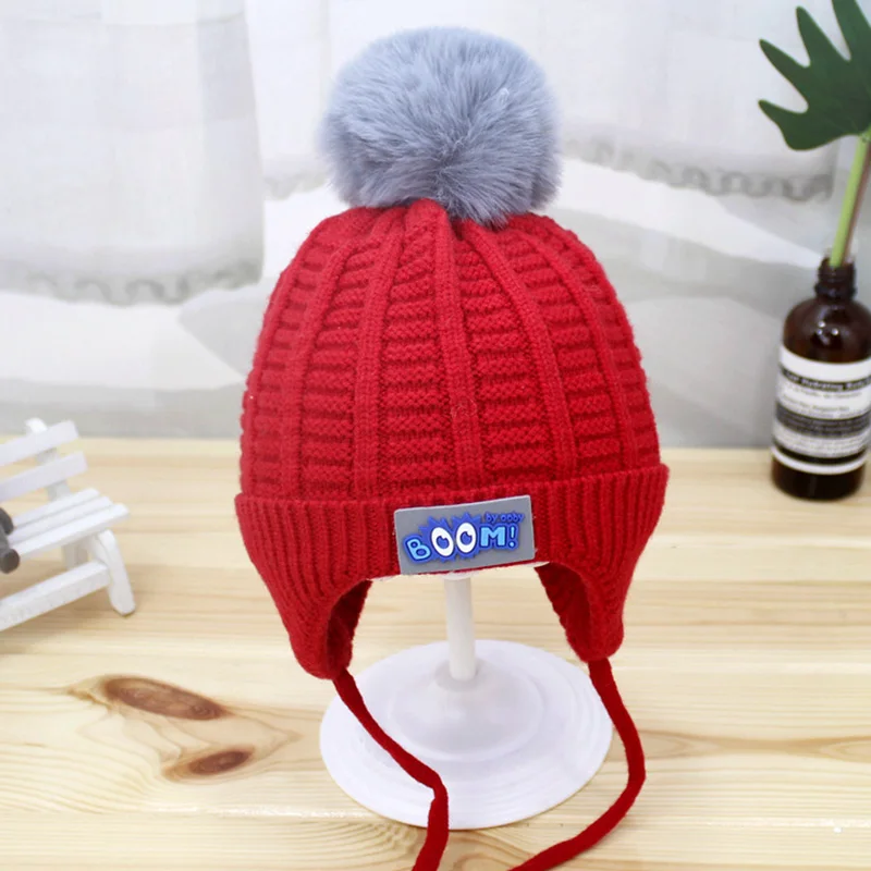 MOLIXINYU/модные детские шапки; детская зимняя шапка для мальчиков и девочек; детские вязаные детские шапки; теплая шапка для мальчиков и девочек; От 2 до 5 лет - Цвет: RED