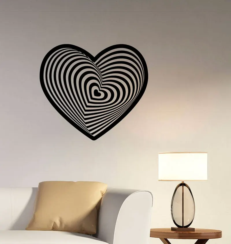 

Visual illusion love wall decals abstract romantic logo vinyl sticker art deco for family bedroom valentine decoration SJ09