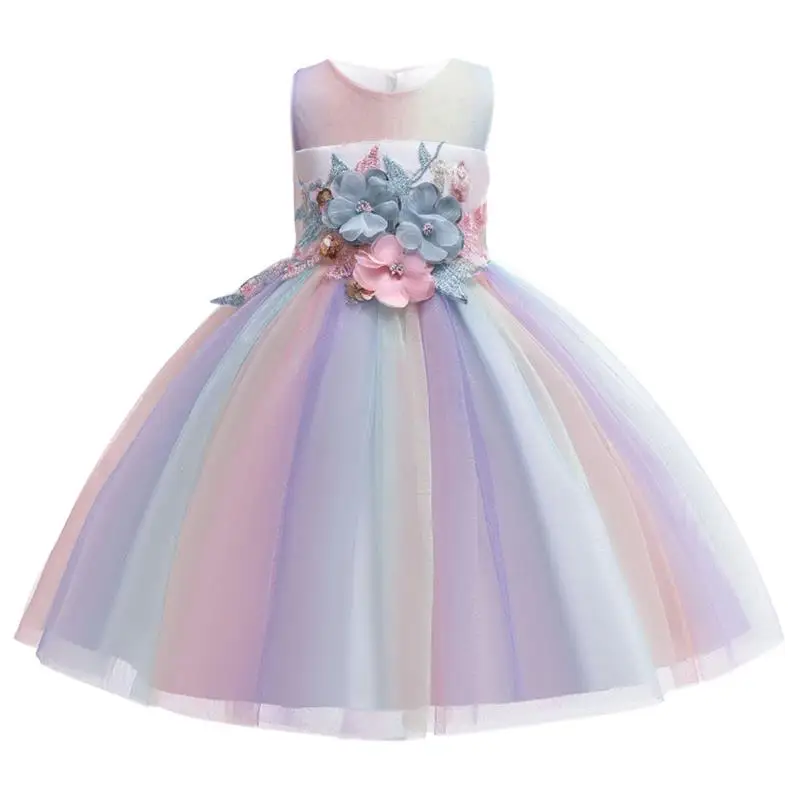 

Summer kids Dresses For Girls Floral Pattern Elegant Lace Princess Dress Baby Girl Party and Wedding Dresses Children Clothing