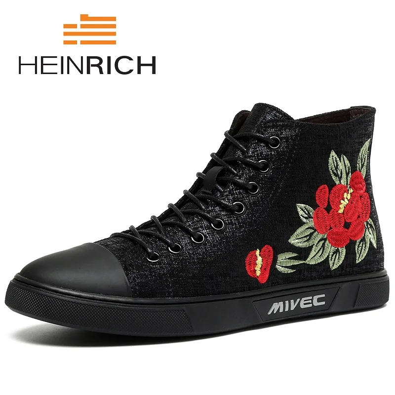 

HEINRICH New Arrive Men Causal Shoes Autumn Spring/Autumn Front Lace-Up Leather Shoes Man Casual High Top Men Canvas Shoes