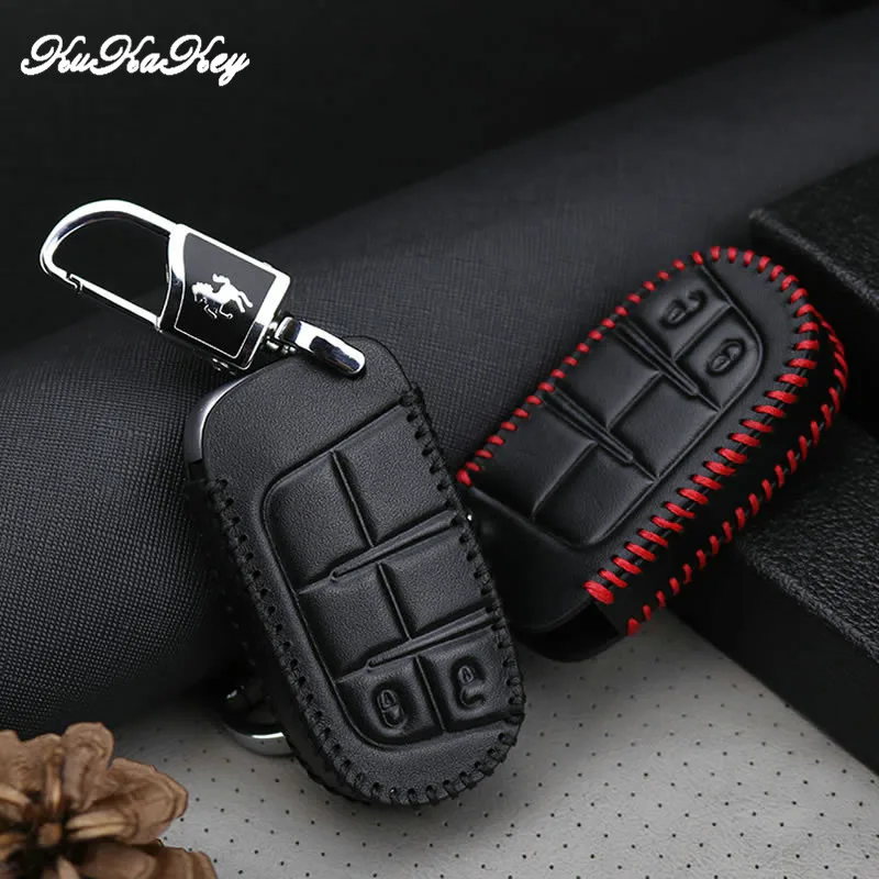 KUKAKEY чехол для автомобильного ключа из натуральной кожи Jeep Wrangler Patriot Grand Cherokee Compass