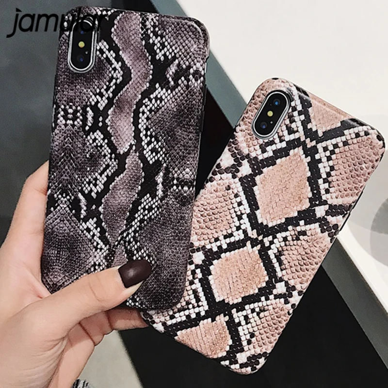 

JAMULAR Snake Skin Leather Case For iPhone XR XS MAX X 7 8 6 6s Plus Retro Snake Crocodile Soft Phone Cover For iPhone 7 Coque