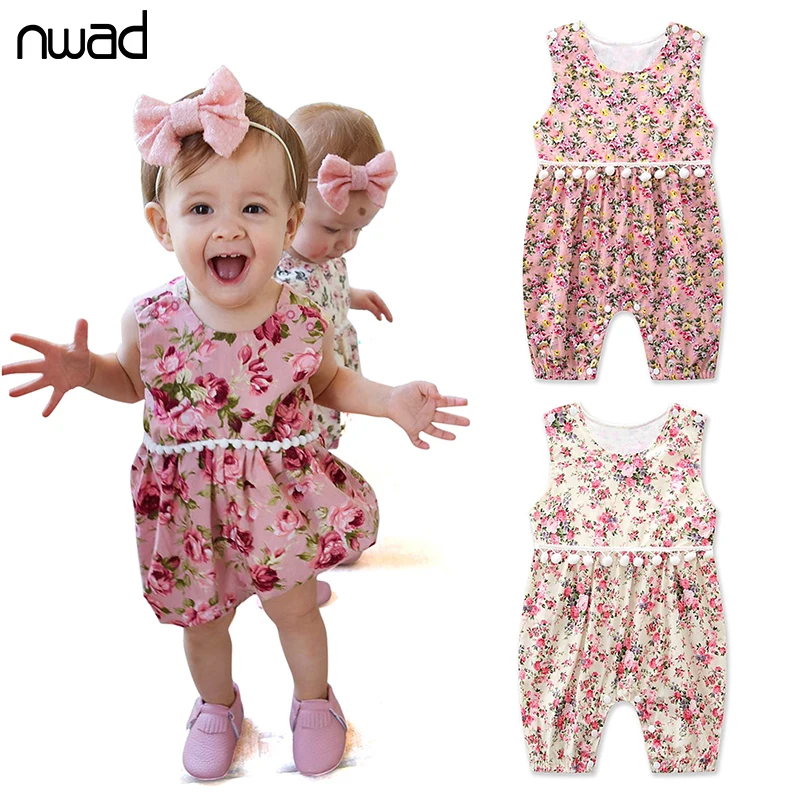 

2017 Newborn Baby Rompers Cotton Flower Print Baby Jumpsuits Girl Kids Romper Costume Overalls Girls Clothes Photo Props FF367