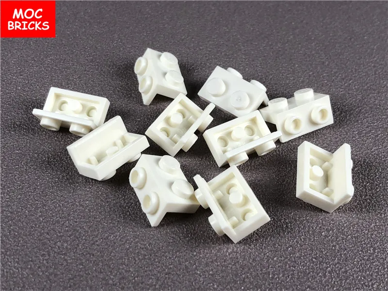 

10pcs/lot MOC Bricks White Bracket 1 x 2 - 1 x 2 fit with 99781 Educational Building Bloks Figure DIY Toys for kids Dolls gifts