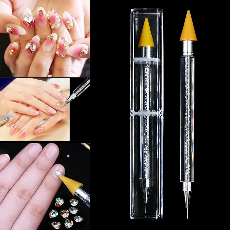 Двухсторонний воск для ногтей Cyrstal pick er Dotting Pen акриловая ручка Gem pick Up аппликатор инструмент MH88