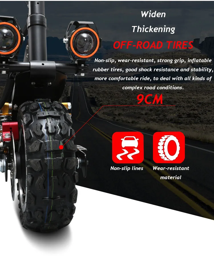 Flash Deal 11inch electric scooter 3200W Off-road motor 60V 20ah -30ah lithium battery Double front  rear wheel drive top speed 80km/h 9