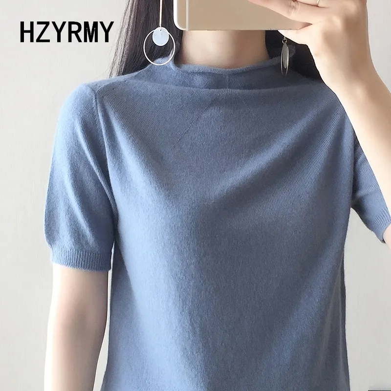 Hzyrmy весна и новые летние Для женщин кашемировый свитер мода короткий рукав