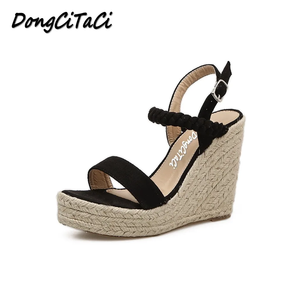 DongCiTaCi Women Gladiator Wedges Sandals Shoes Woman High Heels Shoes