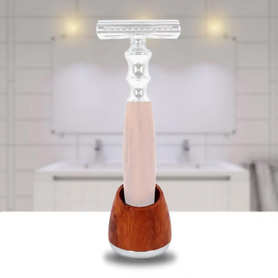 

Bathroom Wood Grain Manual Shaver Blade Holder Double Shaver Holder bathroom shelf Bathroom Single Tier Shelves
