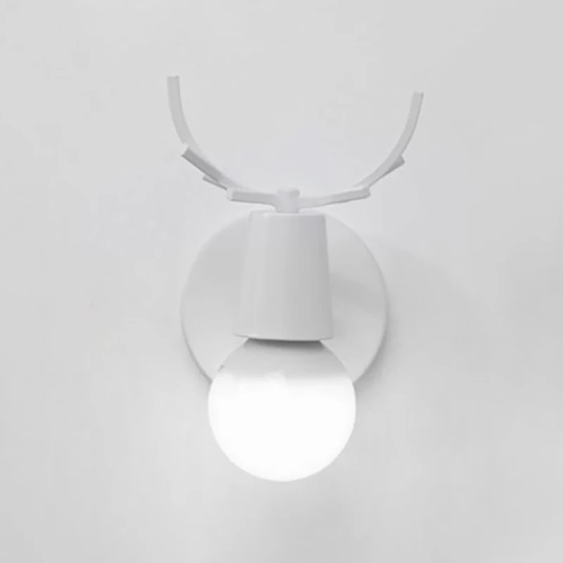 G80 White Lights Современный Креативный металлический светодиодный настенный светильник 220 V черный/белый шофар Деревянные Настенные светильники для Обеденная исследование E27 Nordic Спальня Wandlamp - Цвет абажура: G80 White Lights