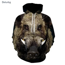 Мужские толстовки с капюшоном с забавным диким кабаном, Мужская 3D Толстовка Harajuku, спортивный костюм с капюшоном, 3D пальто с животным принтом, Повседневный пуловер с капюшоном, WY30