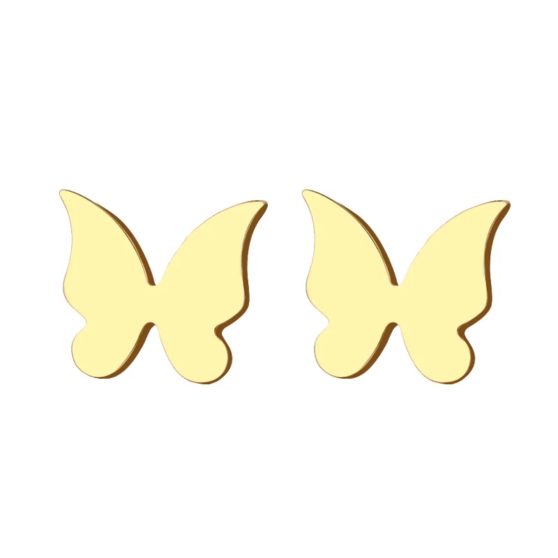 Какана серьги-гвоздики из нержавеющей стали для женщин и мужчин, маленькие Летающие бабочки золотистого и серебристого цвета, ювелирные изделия для влюбленных на помолвку