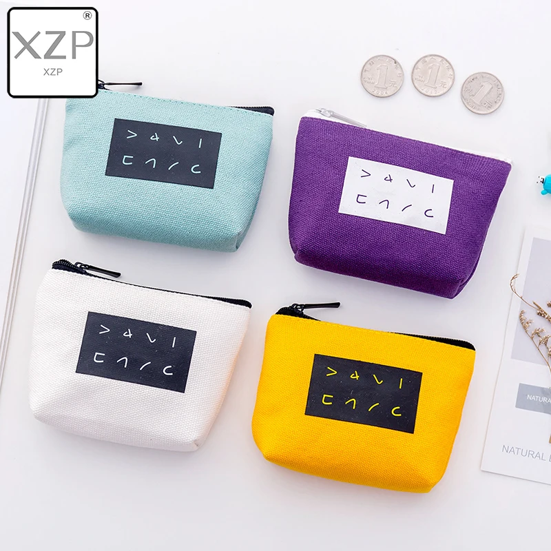 XZP милая сумка с принтом японских букв, маленькая Холщовая Сумка для монет, кошелек для женщин, кошелек для монет, сумка на молнии, канцелярская карточка, держатели