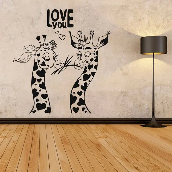 

Love Animal pattern Wall Sticker Love you at first sight Humor Giraffes Wall Art Decor Mural Removable Home Decoration WA-55