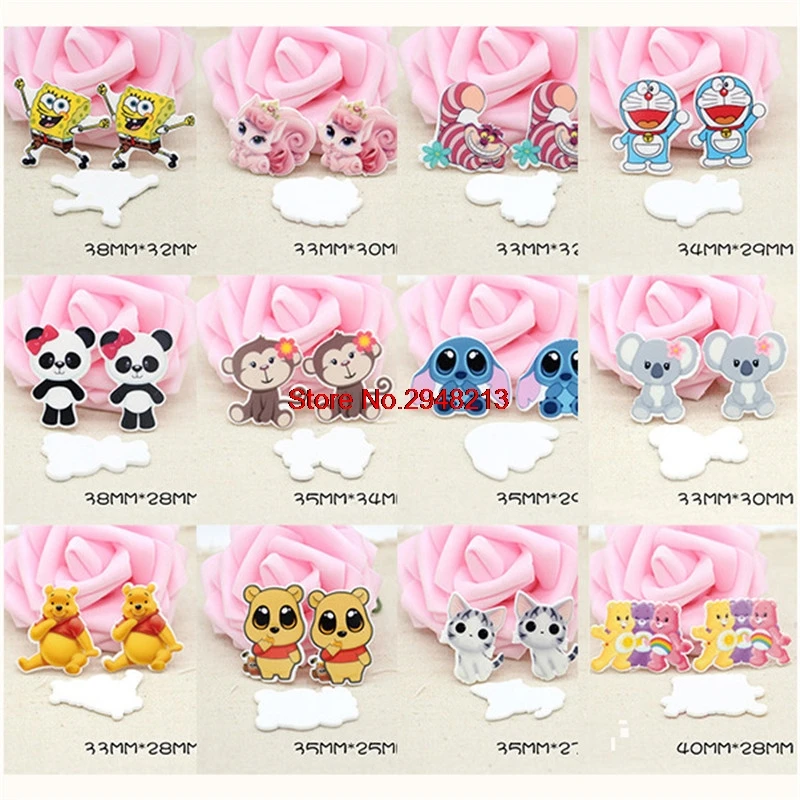 

Mixed Printed Cartoon animal planar resin crafts for DIY Crafts flatback resin decoration 50pcs RETTX21