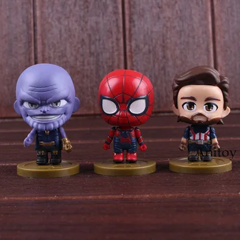 

Marvel Avengers Infinity War Spiderman Thanos Captain America Q Version PVC Figure Collectible Model Toy Car Decoration Doll