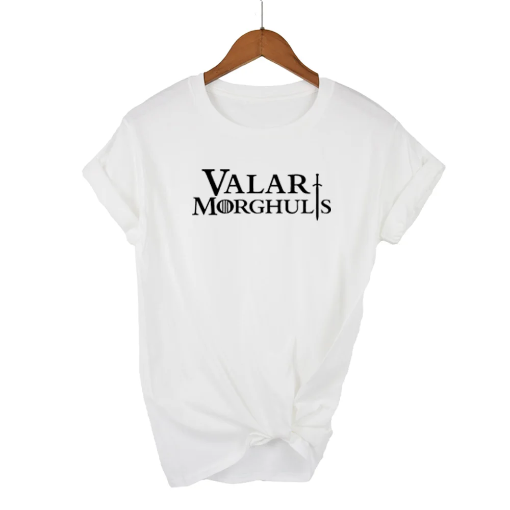 Игра престолов Валар моргулис Футболка женская футболка хлопковая футболка одежда летний топ есть футболка размера плюс - Цвет: White