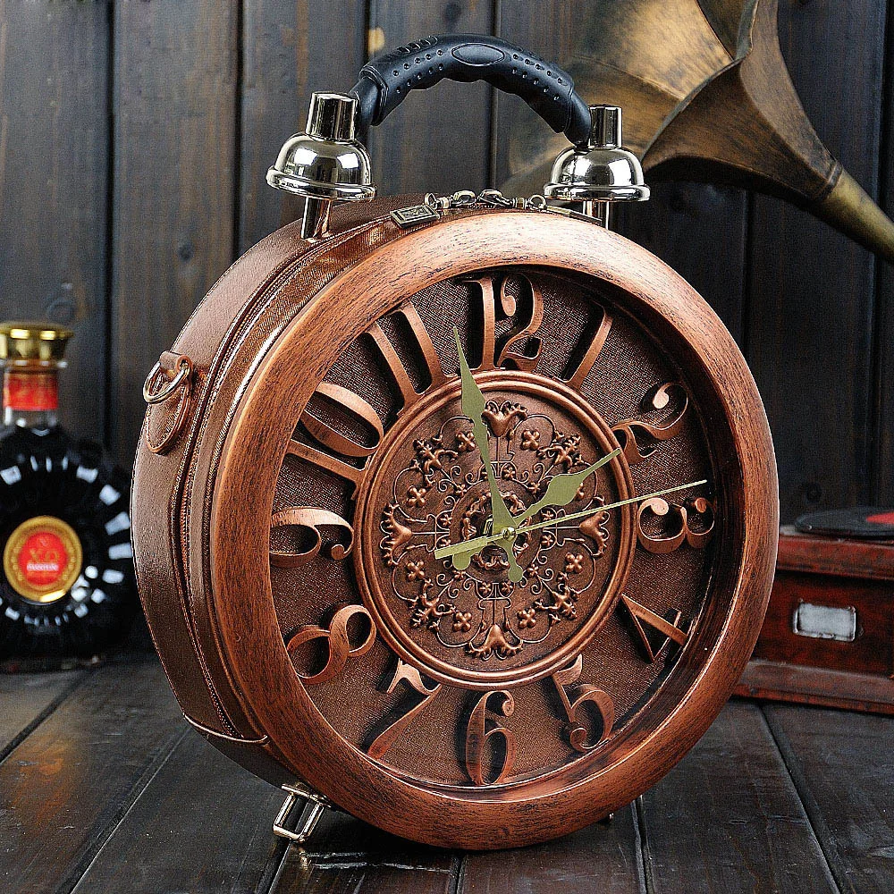 

2019 Luxury Design Leather Casual Handbag Cool Famous Brands Designers Clock Shape Handbags Women Tote Bag Female Messenger Bags