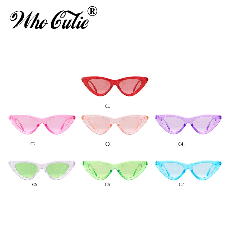 WHO CUTIE, блестящие, кошачий глаз, солнцезащитные очки для женщин, фирменный дизайн, винтажные, Ретро стиль, блестящие, Кристальные, крутые, кошачий глаз, солнцезащитные очки OM698