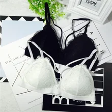 2017 Strap Lace Sexy Women Casual Lace Bralette Padded Bra Stretch Sleeping brassiere Fashion wireless bra top High quality
