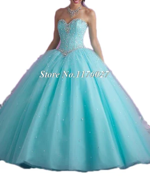 2017 Hot Pink Blue Quinceanera Dresses Ball Gown With Beads Cheap Quinceanera Gowns Sweet 16 Dress Vestidos De 15 Anos Q37