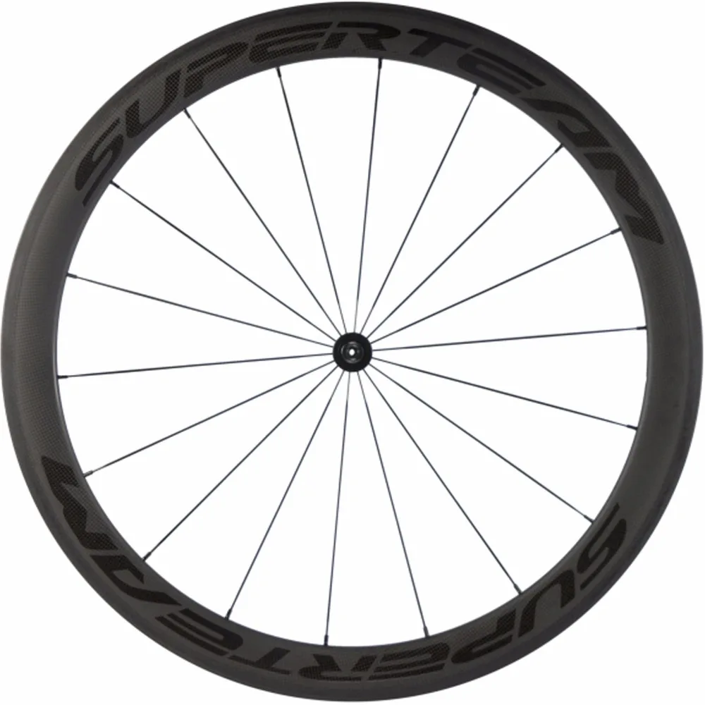 Sale SUPERTEAM 700C 50mm Clincher Bike Carbon Road Bicycle Wheels Carbon Wheelset Basalt Braking Surface Glossy Decal 1