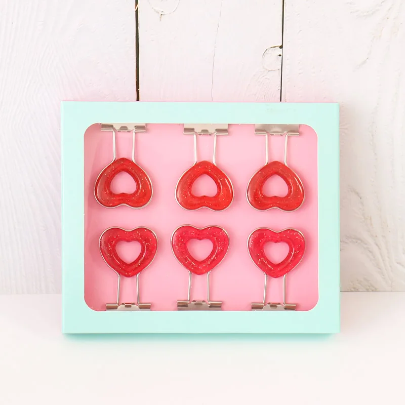 

6pcs/set Creative Metal Binder Clip Hollow Out Heart Shape Paper Clips Photos Tickets Notes Letter PaperClip Statioinery