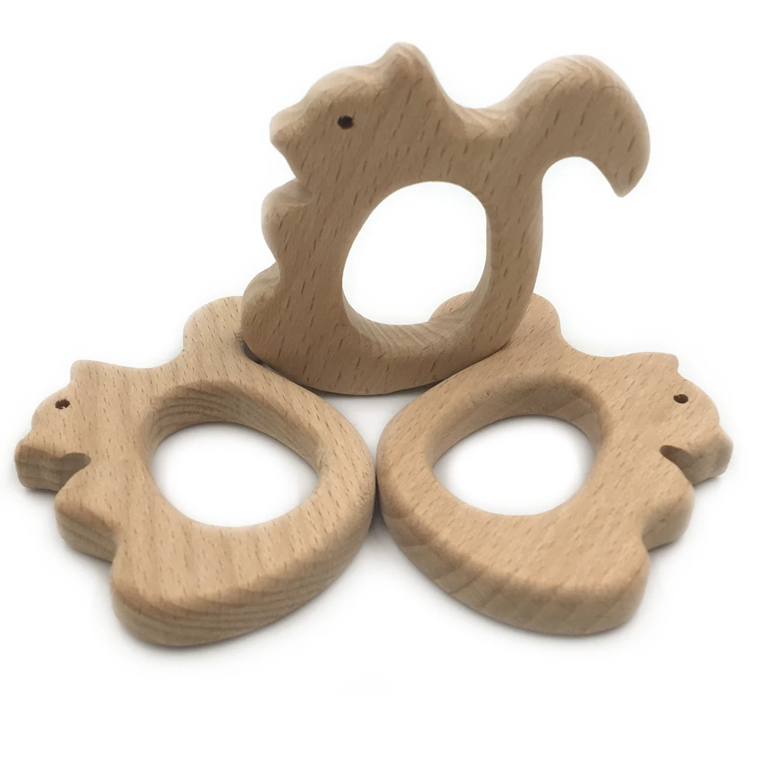 

DIY Wooden Personalized Pendent Organic Beech Wooden Squirrel Natural Handmade Baby Wooden Teether For Baby Teething Nursing
