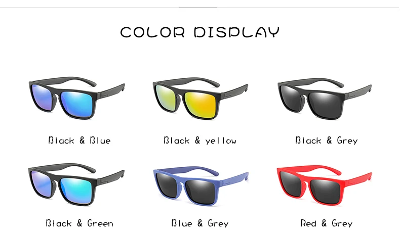 WarBlade Children Square Polarized Sunglasses Kids Silicone Safe TR90 Sun Glasses Girls Boys UV400 Coating Mirror Gafas de sol