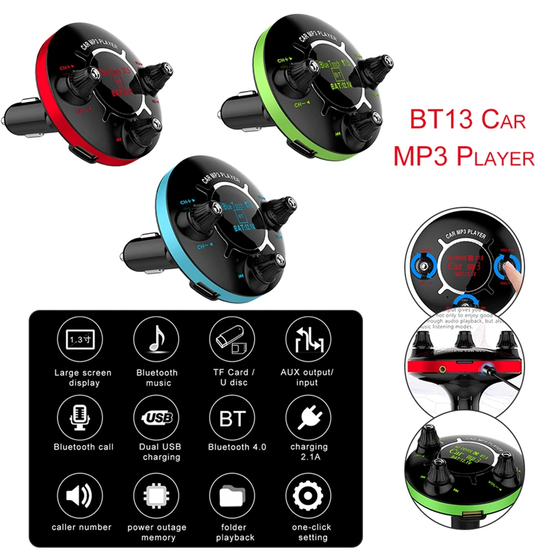 

BT13 Car radio bluetooth fm transmitter Car mp3 player socket usb charger adapter Cigarette Lighter Navigation car accesories