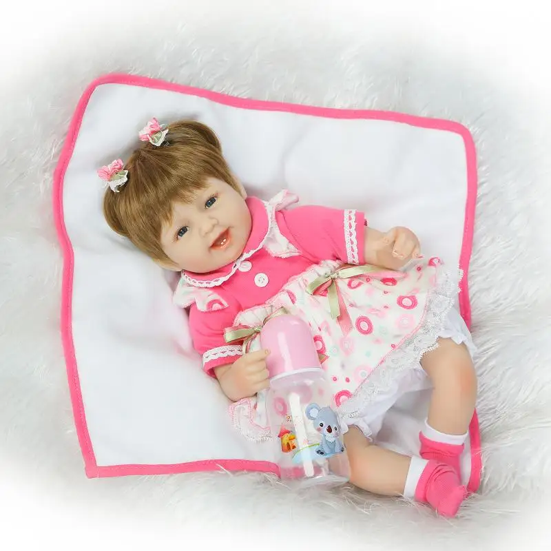 

42cm Bebe girl silicone reborn dolls kids Gift Baby Alive 18inch Soft doll reborn Toys boneca reborn realista For Kids Playmate