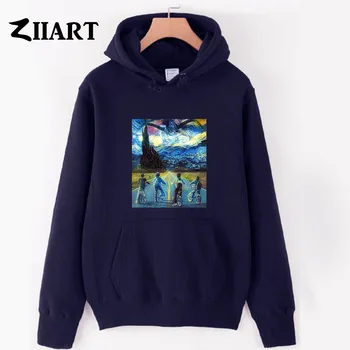 

vincent van gogh starry night stranger things demogorgon Eleven Nancy Mike Dustin girls woman autumn winter fleece hoodies