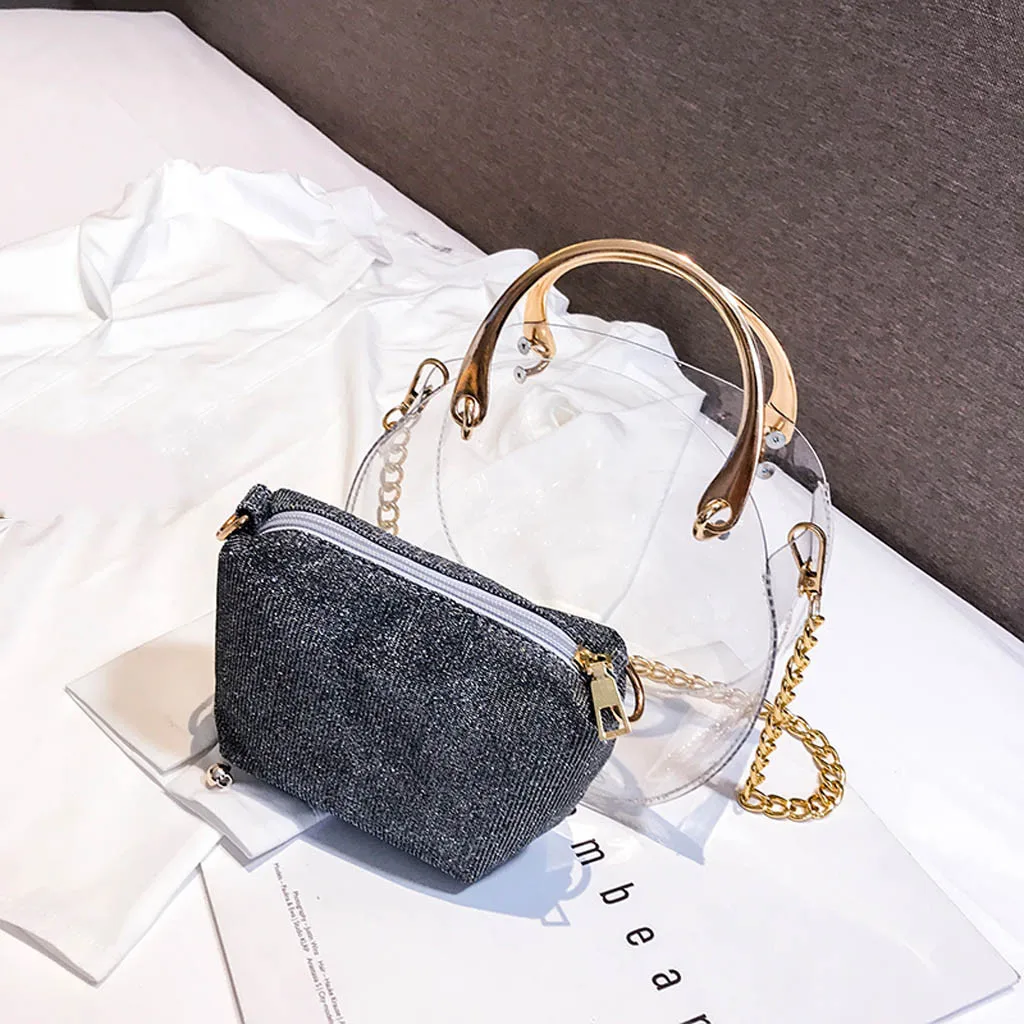Повседневная модная женская прозрачная композитная посылка, сумка на плечо с цепочкой, сумка для мобильного телефона, сумка для покупок для