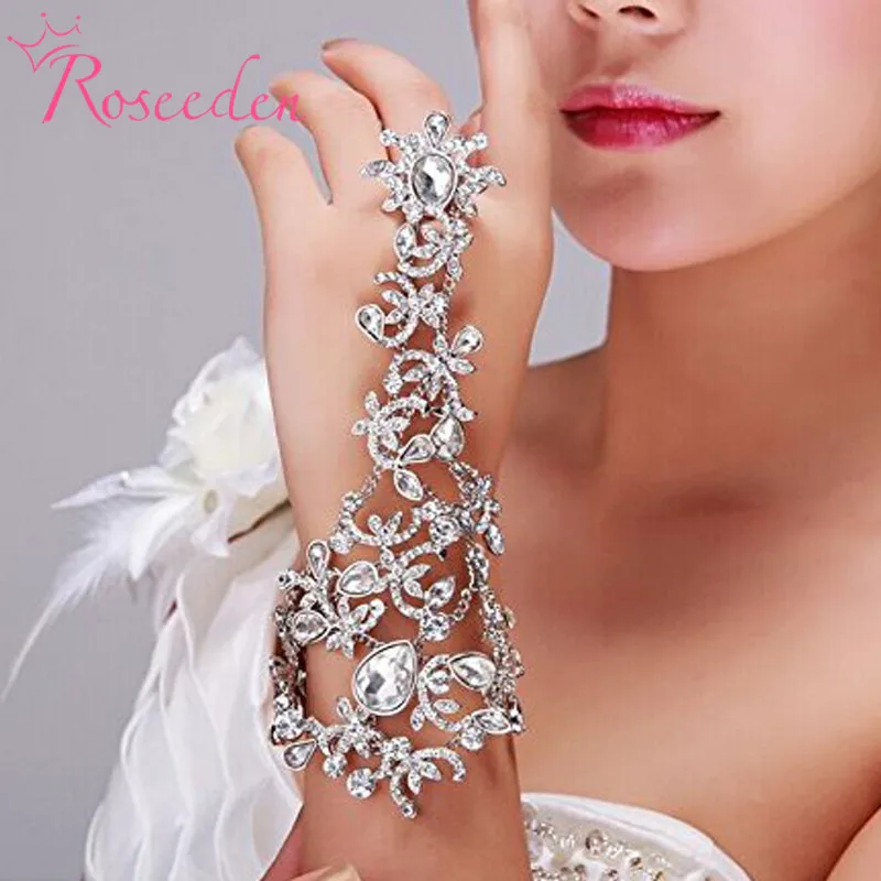 Богемные свадебные браслеты с пальцем, роскошные стразы, браслет на цепочке, Лидер продаж, блестящие свадебные ювелирные изделия RE777