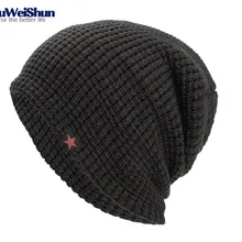 Осень, новые модные вязаные шапки бини, красная звезда, мужская клетчатая вязаная шапка, зимние толстые шапки, мягкие вязаные шапки в горошек