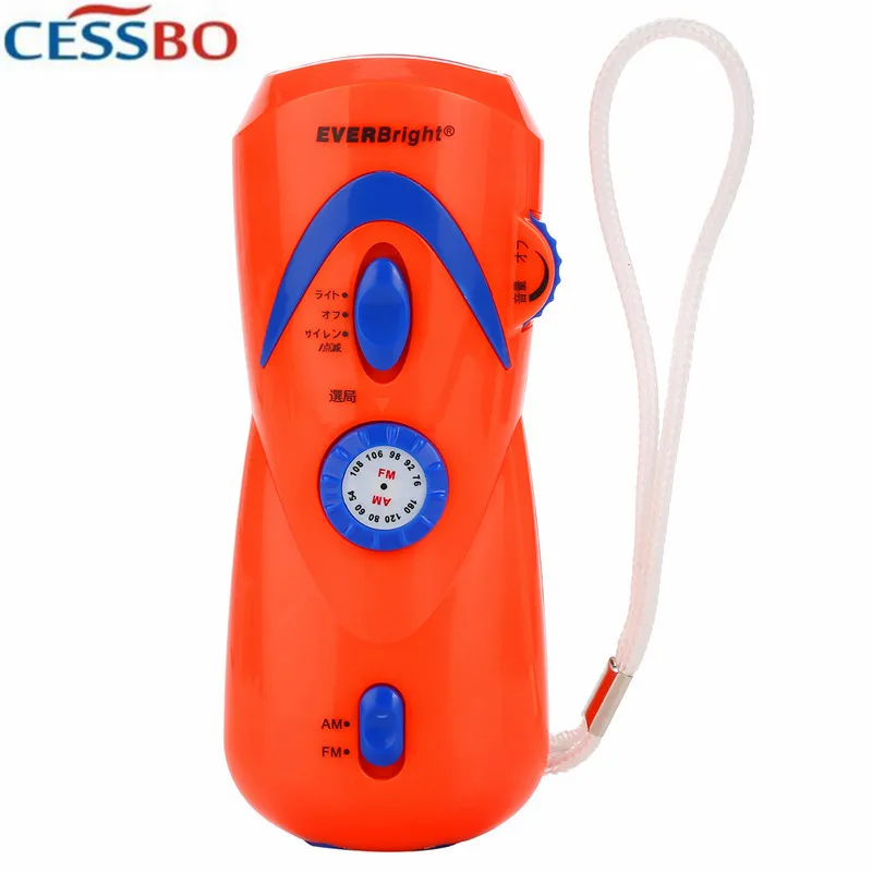 

Multifunctional Outdoor AM/FM Radio Rechargeable Battery or Dynamo Solar LED Flashlight Wrist Strap Radio Can Charge for Mobile