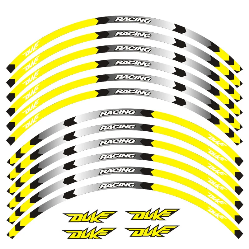 Лидер продаж мотоциклетный обод полоски наклейки 17 дюймов колеса Стикеры светоотражающая лента для KTM DUKE 200 390 690 990 Светоотражающие Стикеры - Цвет: A yellow