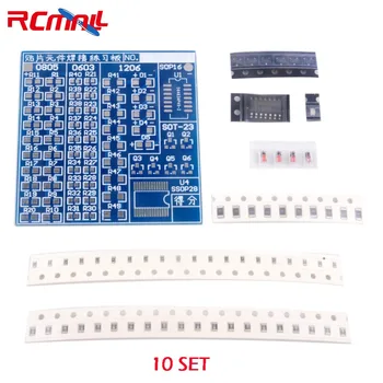 

RCmall SMT SMD Component Welding Practice Board Soldering DIY Kit Resitor Diode Transistor FZ2595*10
