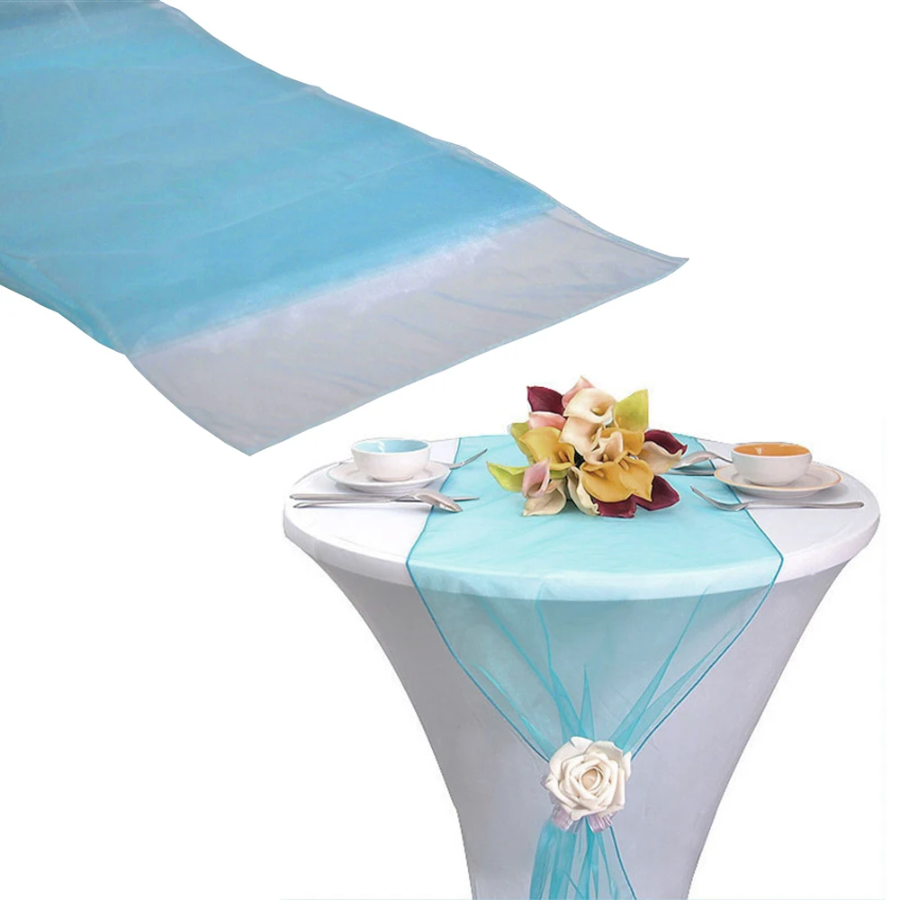 (Free shipping) 75pcs turquoise Organza Sash Table Runner Chair Sashes Table Runners Bow Banquet