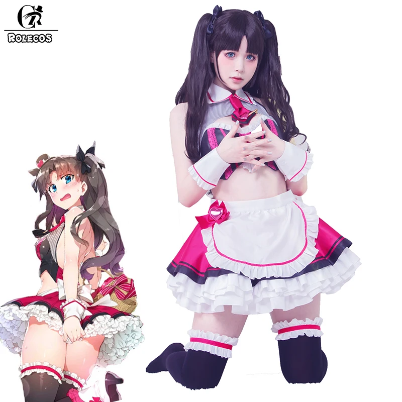 ROLECOS FGO Rin Косплей игры Костюм Tohsaka День Святого Валентина улица шоколад горничная