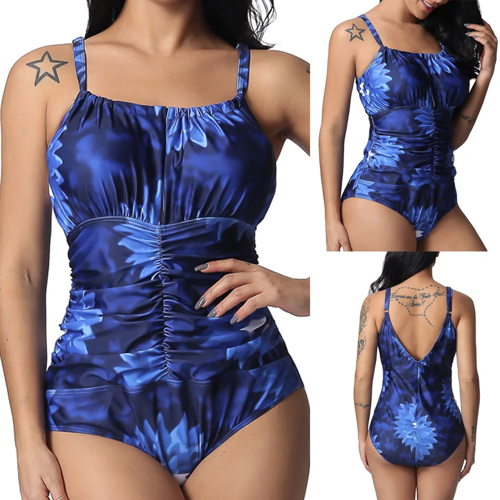 

Bikinis 2019 mujer Women's Large Size Beach Swimsuit One-piece Swimwear Print Bikini Set Cover-ups Dropping stroje kapielowe