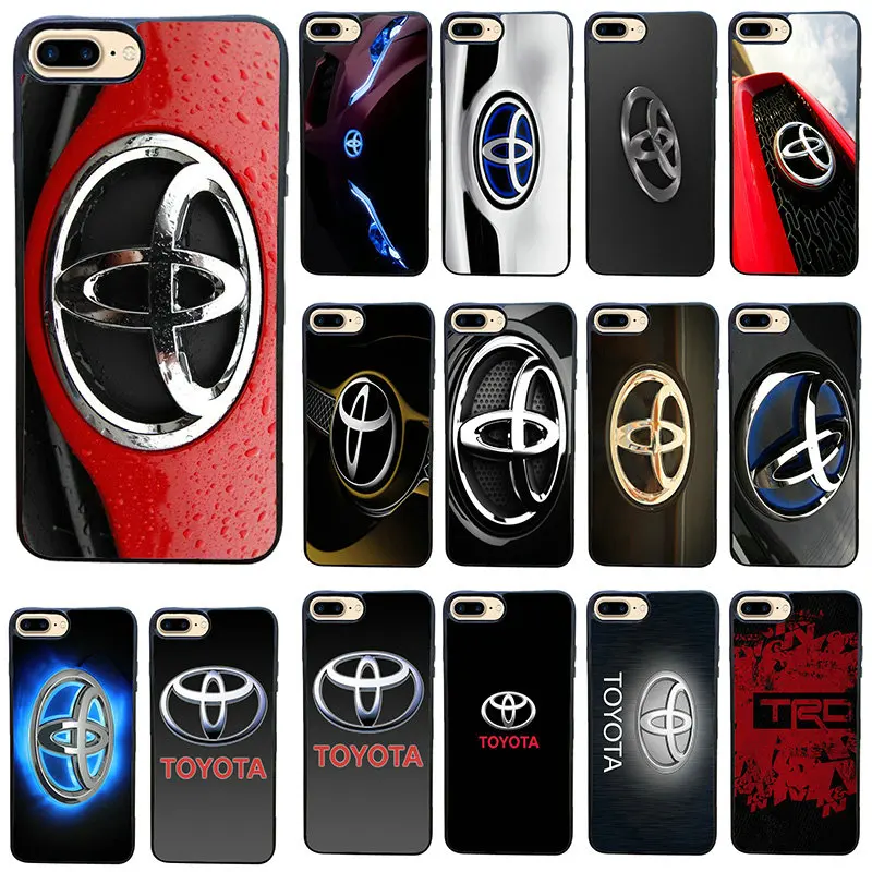 

Patterned Cases for iphone 7 8 Plus Mobile Phone Cases Black Back Cover Soft TPU PC Shell Toyota Trc Racing Car Logo