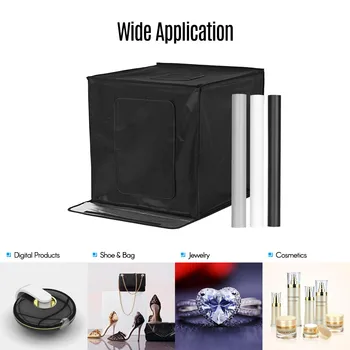 

Foldable Photo Studio Shooting Tent kit JP Plug 24*24*24 Inch Photo Box 126LED Lights 5500K 3 Color Backdrop Table Top Light Box