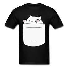 Bonita Camiseta con bolsillo de gato de Bongo, divertida camiseta de amantes del día, Casual Pantalón corto de manga 100% de algodón con cuello redondo, camisetas para estudiantes con Gato en 3D