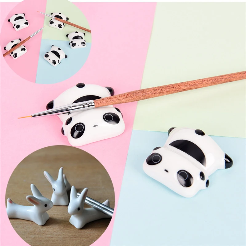 

Kitchen Tableware Ceramic Panda Rabbit Chopsticks Stand Holder Rack Pen Holder Unique Small Desktop Accessories
