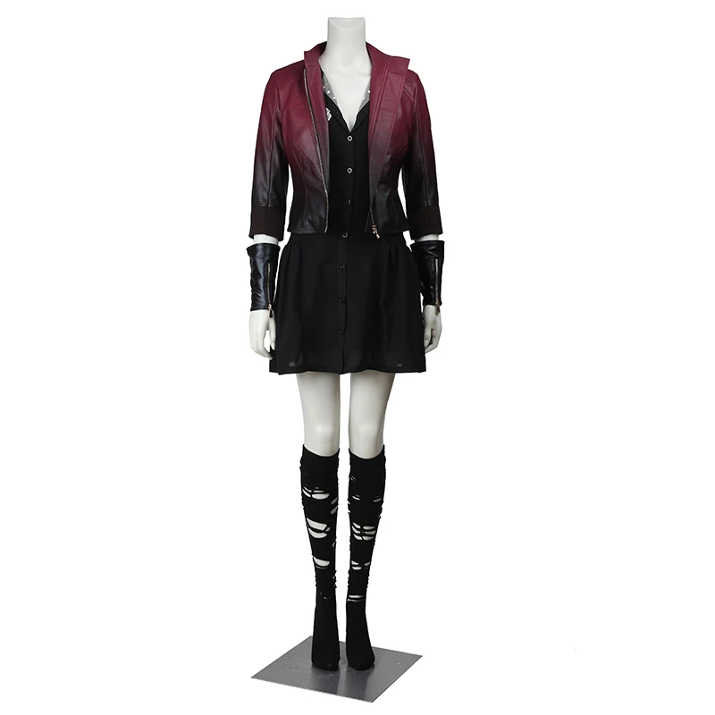 

Avengers Age of Ultron Costume Scarlet Witch Wanda Maximoff Cosplay Jacket Fancy Dress Halloween Outfit Full Suit Customized