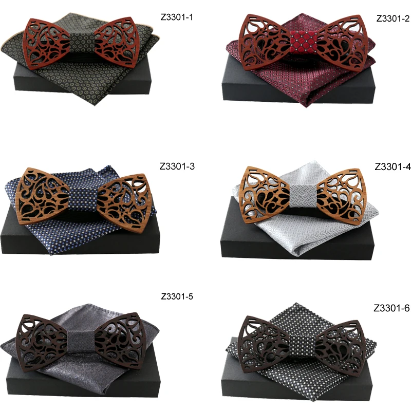 Oeientree Индивидуальный уход деревянные бабочки-Галстуки Hanky Набор для мужских свадебных костюмов бизнес деревянная бабочка набор